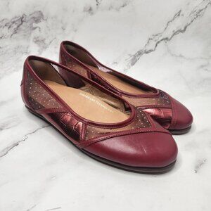 Fitflop Allegria Art Deco Patchwork Red Ballet Flats Leather Slip-On Shoes Size